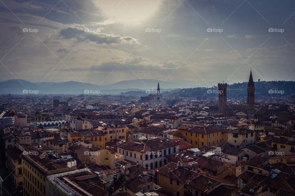 High angle view of cityscape, Florence, Tuscany, Italy