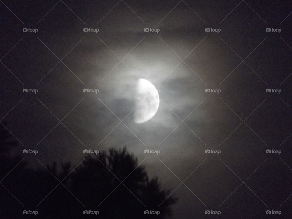 Half Moon And Clouds