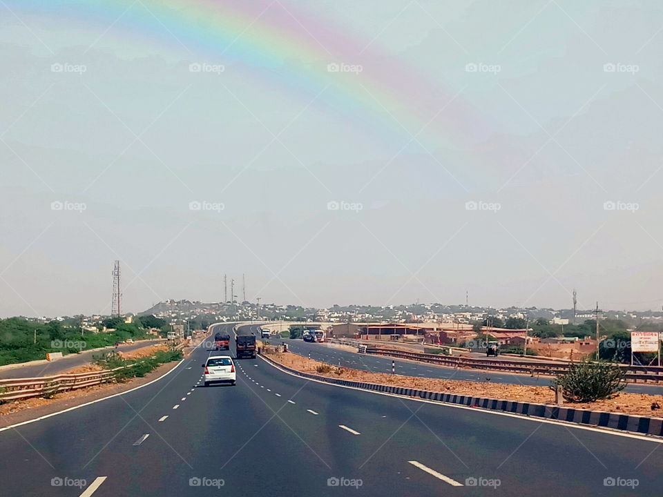 rainbow on highway