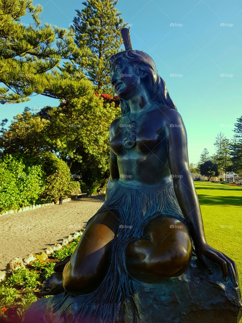 Pania of the reef. This bronze statue of a maori woman sits on Napier's marine parade. Forever looking out to sea. (Google to read the story behind Pania of the reef Maori legends).