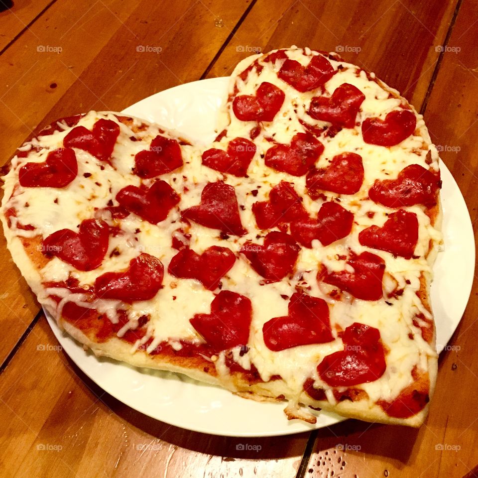 I Love You More Than Pizza Heart Shaped Pepperoni and Cheese Pizza Valentine Food Art