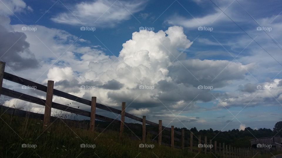 fluffy clouds in the country