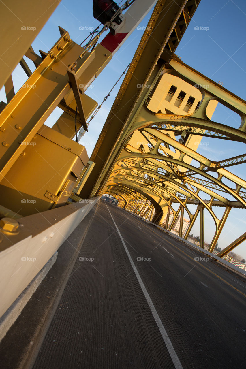 Sacramento tower bridge street yellow architecture infrastructure