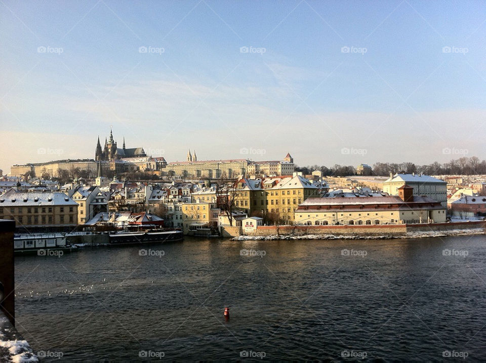 snow winter view prague by irallada