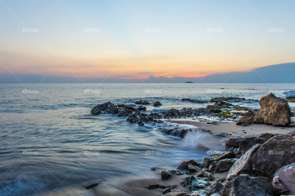 Scenic view of sea and rocks