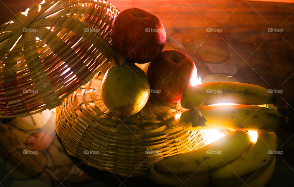 basket background with fruit