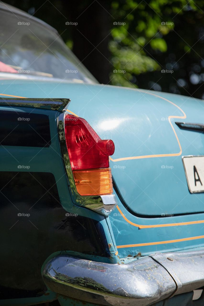 retro car taillight close up vintage background . Vertical shot .