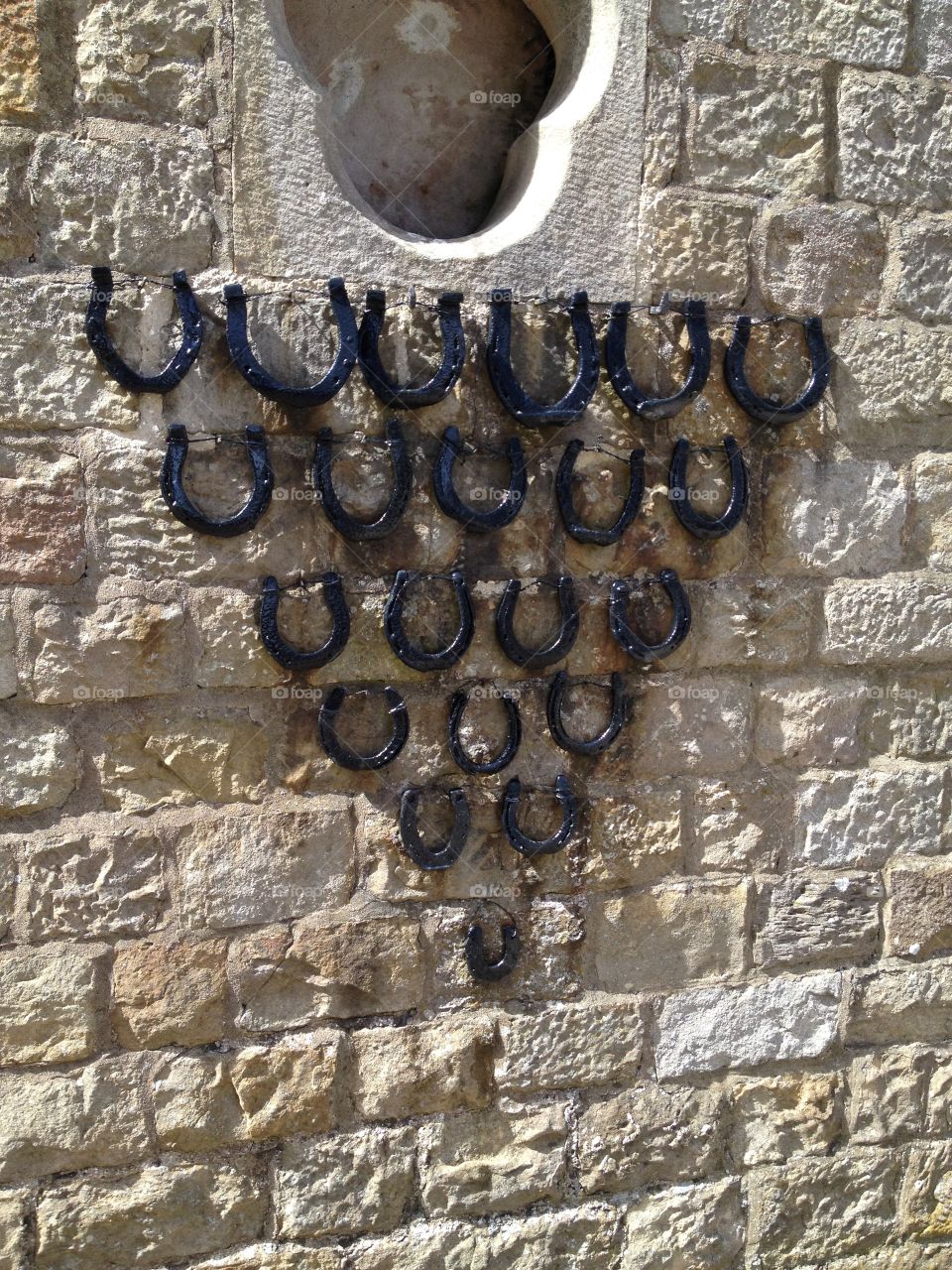 Lucky Wall. A very lucky wall with all the horseshoes 