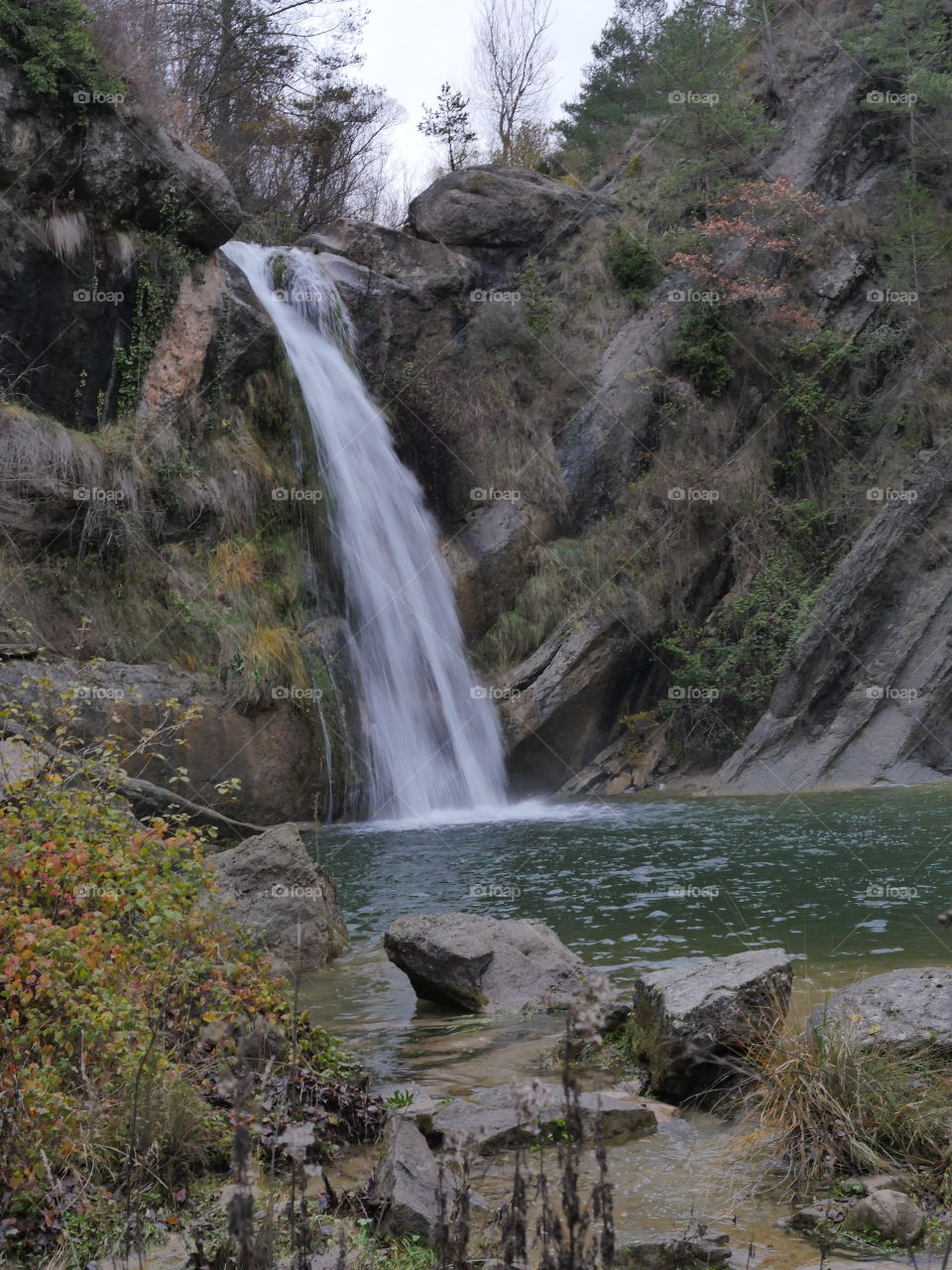 Scenic view of waterfall