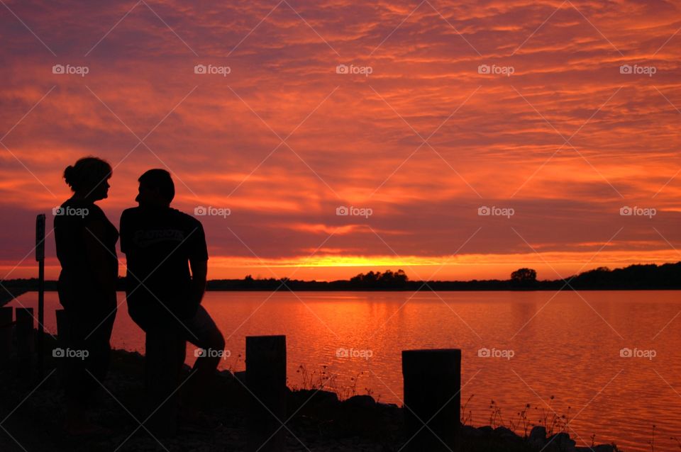 Enjoying the sunset over Findlay lake, Ohio