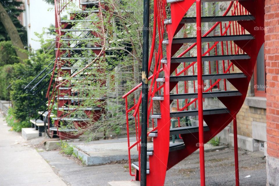 Red Montreal stairs
