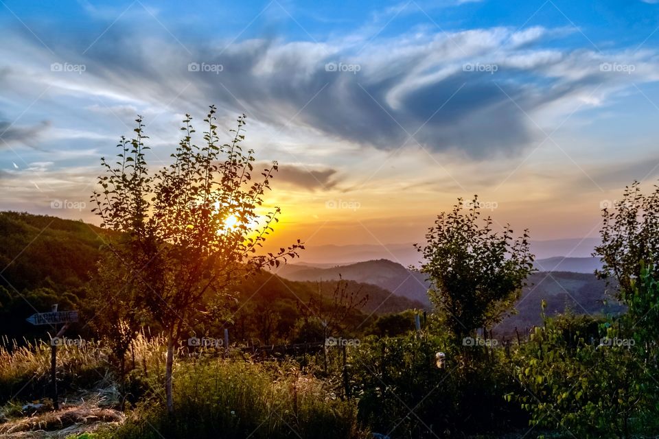 Besutiful sunset and colourful sky with clouds