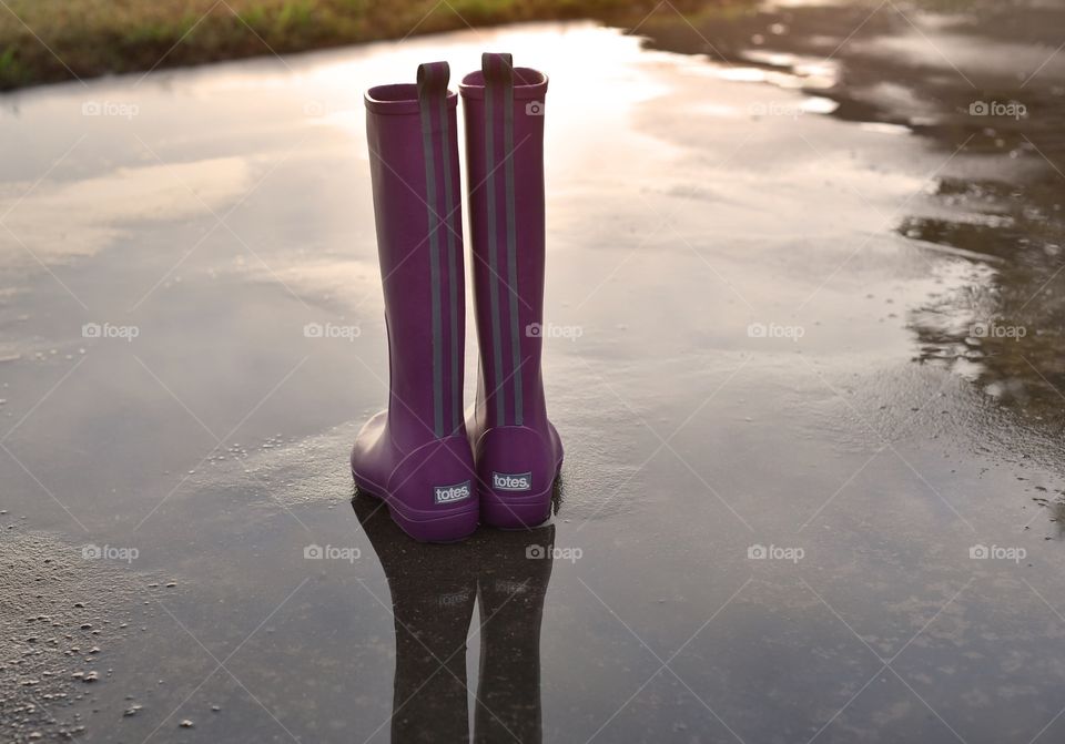 Totes boots after a rain shower 