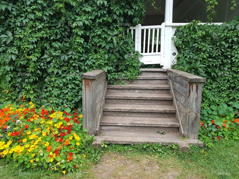 porch, veranda, stairs