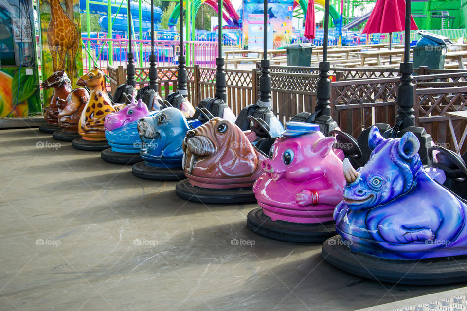 Bumper cars game at funfair in Halmstad Sweden. Halmstad adventure land.