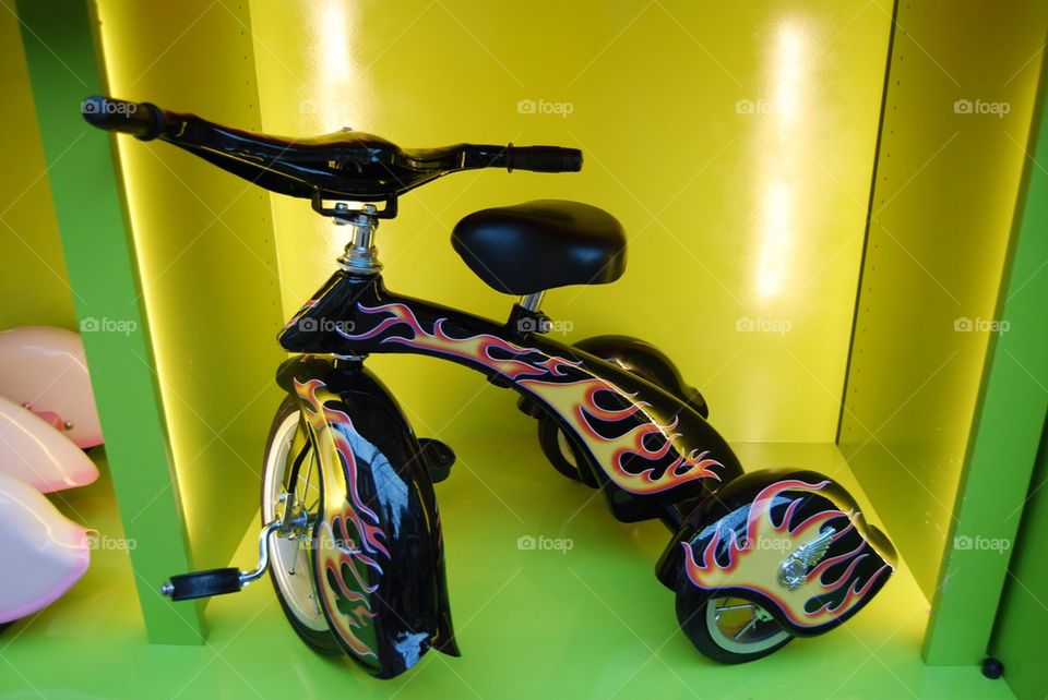 Tricycle with painted on flames