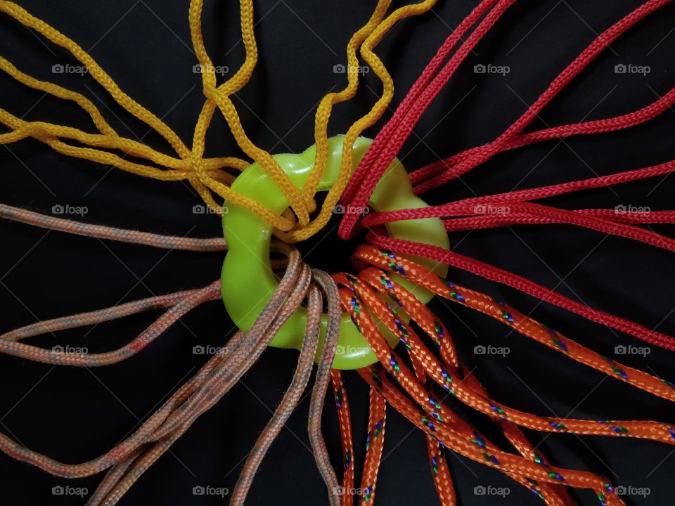 colorful ropes against black background