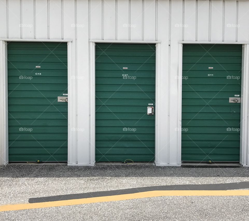 Three green doors 