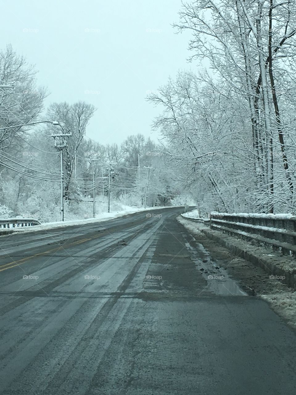 Down the snowy road