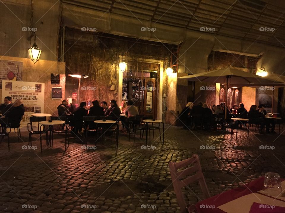 Susan Archer. Night scene near Piazza Navonna in Rome, Italy