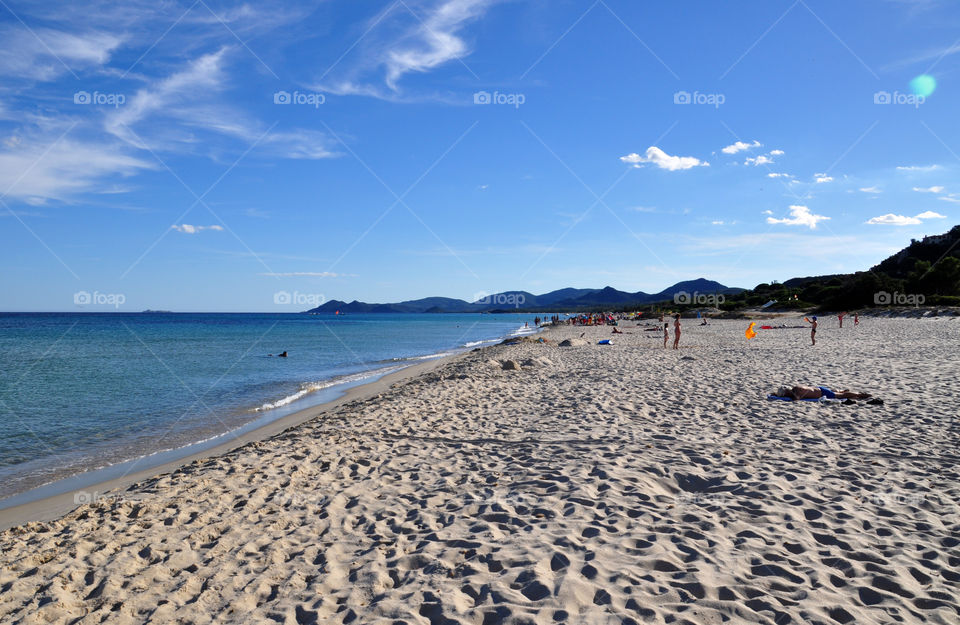 costa rei beach view on sardinia island in italy