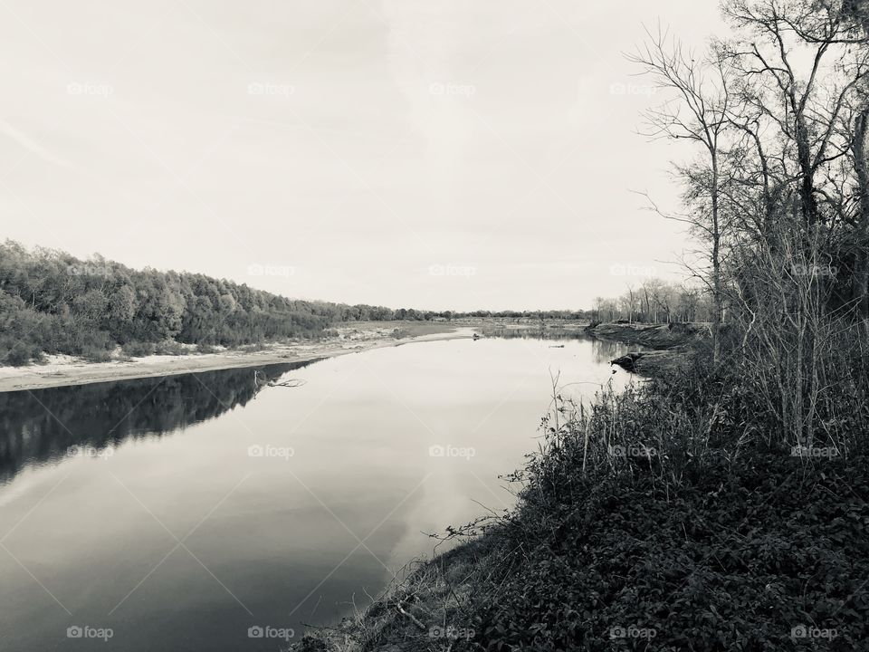 Brazos river in black and white 