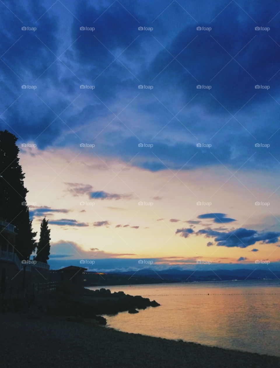 Sunrise in Opatija, Croatia. Filled with many intense colours.