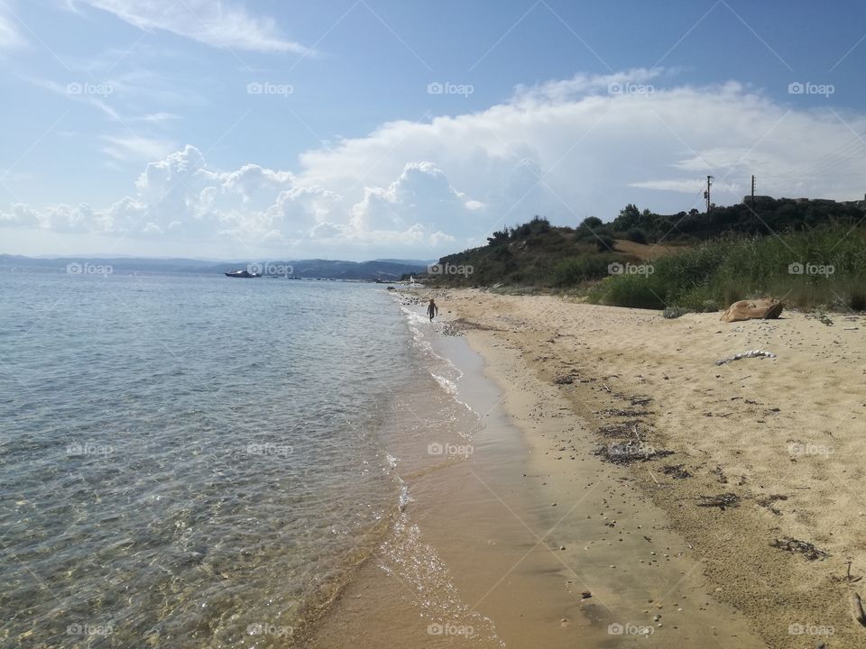 Sandy beach calm shore