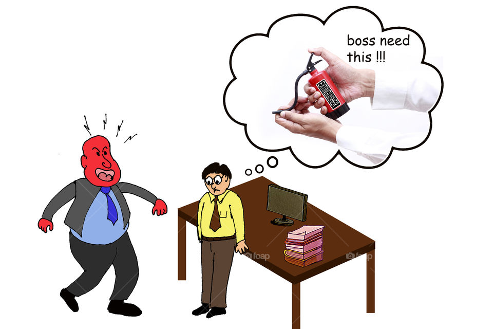 a typical scene in office an angry boss