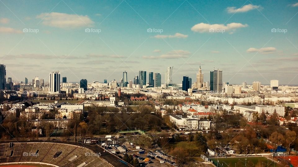 Warsaw panorama from drone