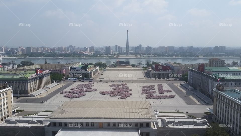 School children practicing display in North Korea