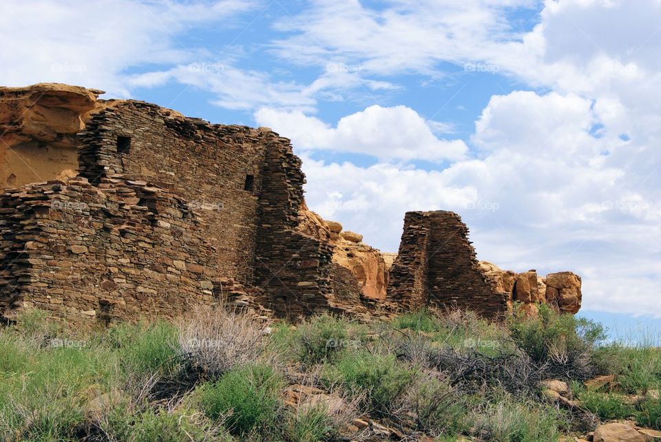 The ruins of pueblo bonito, in chaco canyon