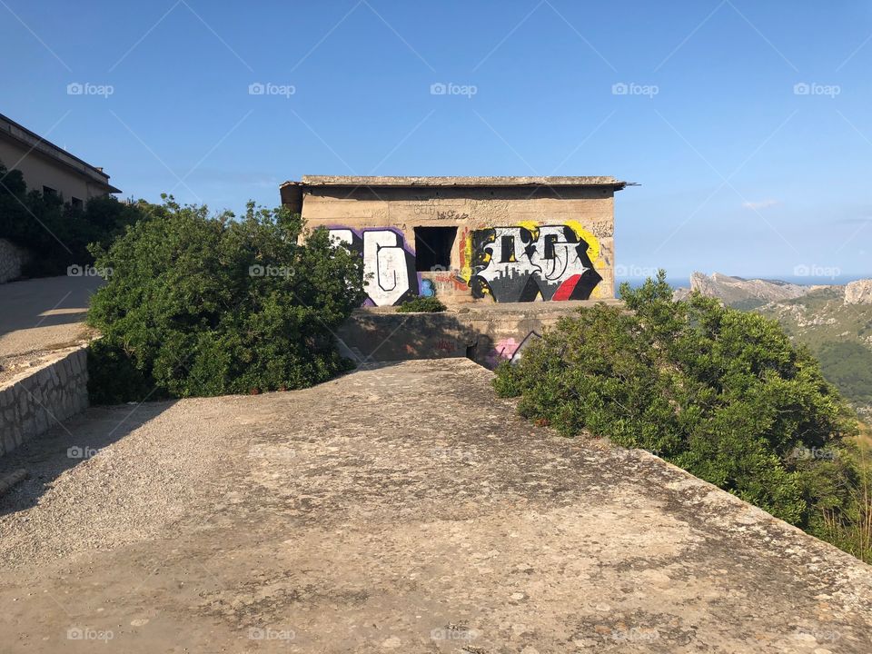 Abandoned building on a island