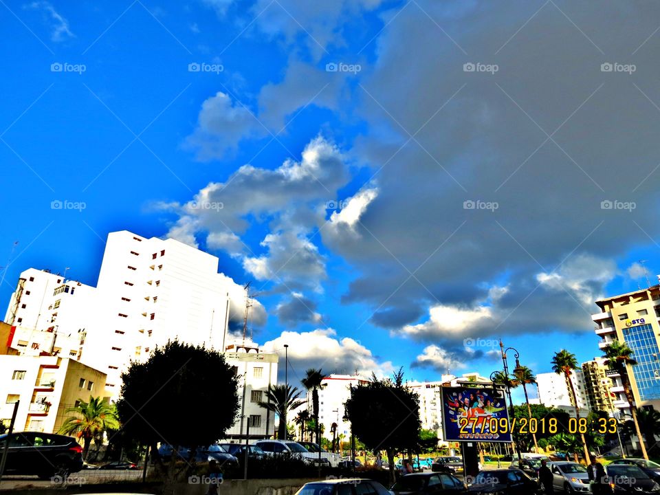 the sky in the city of tangier morroco