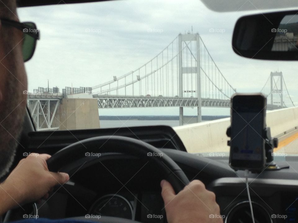 Crossing the Bay Bridge.