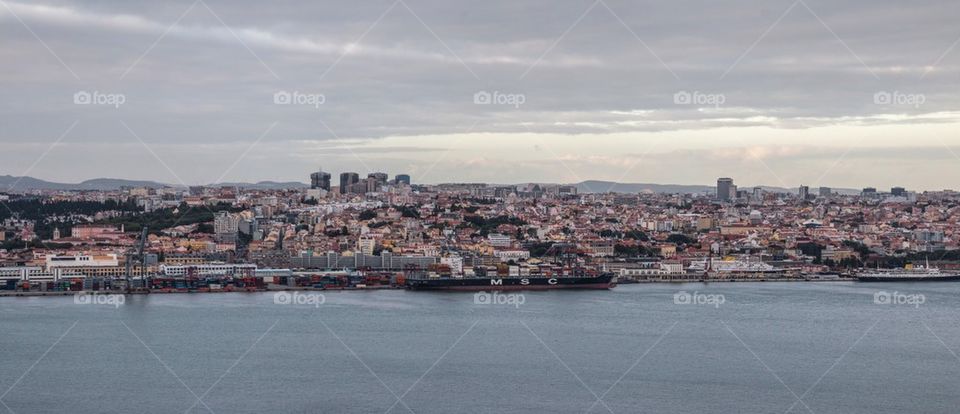 Lisbon skyline at dusk