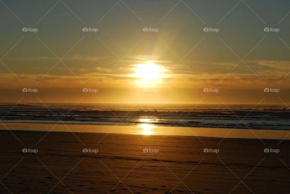 Golden sunset at the beach