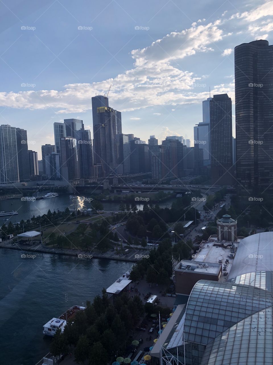 A beautiful view of Chicago from the Navy Pier Ferris Wheel on a lovely summer day! 