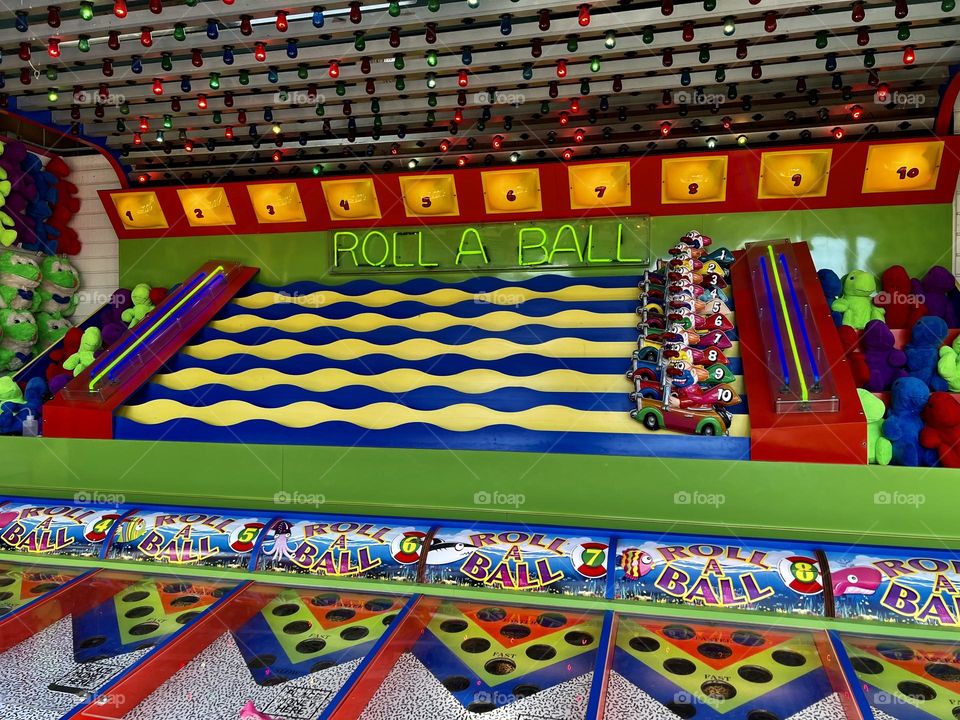 Roll A Ball game at the Pacific Park on the Santa Monica Pier 