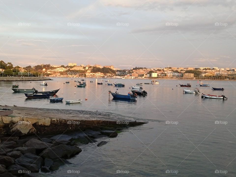 the corniche of Porto Portugal in the evening