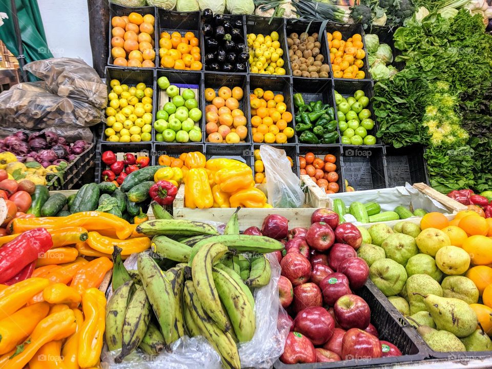 Colorful fruits and veggies at the market