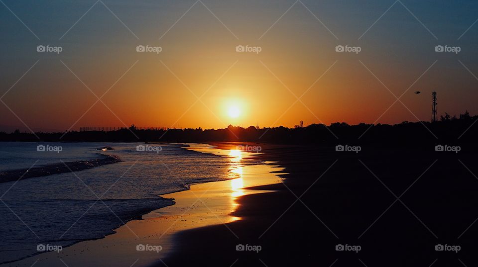 Amazing sunrise at the beach