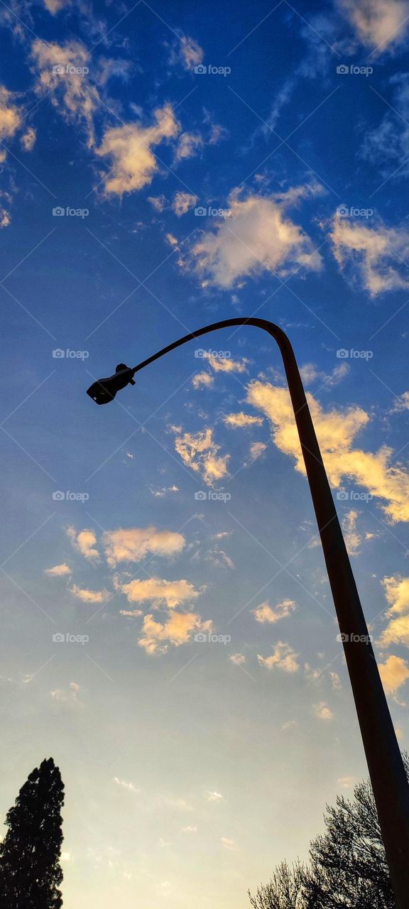 Light pole in sunrise setting