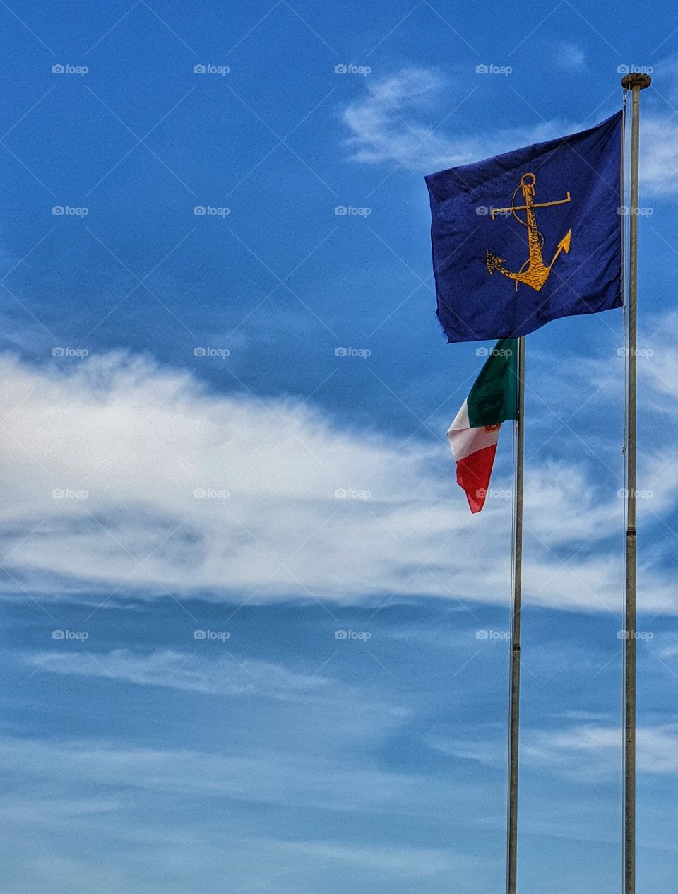 Flag with an anchor sign