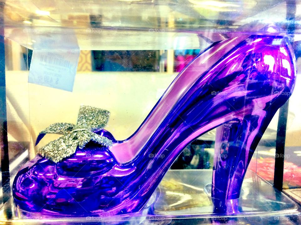 Purple glass shoe 