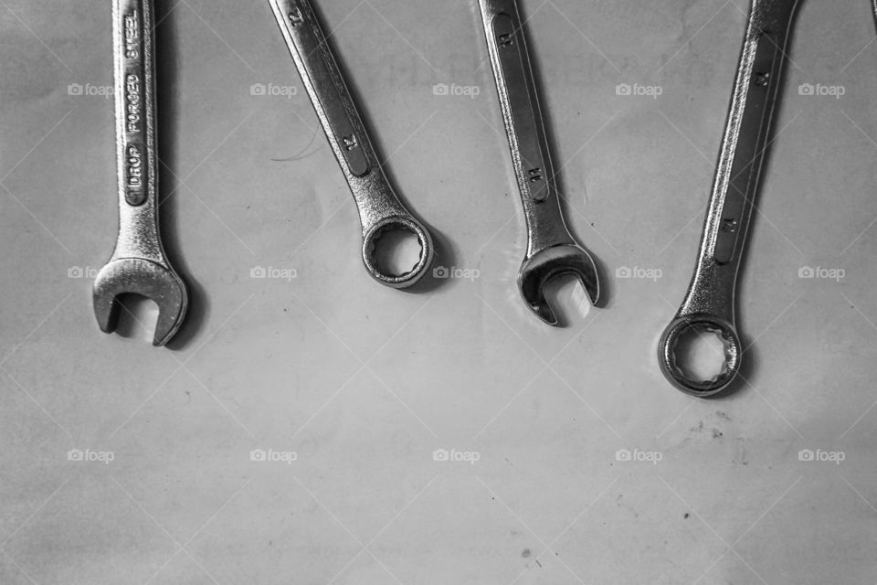 Set of wrench in monochrome