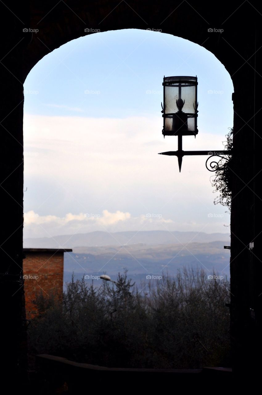 San gimignano stone window view
