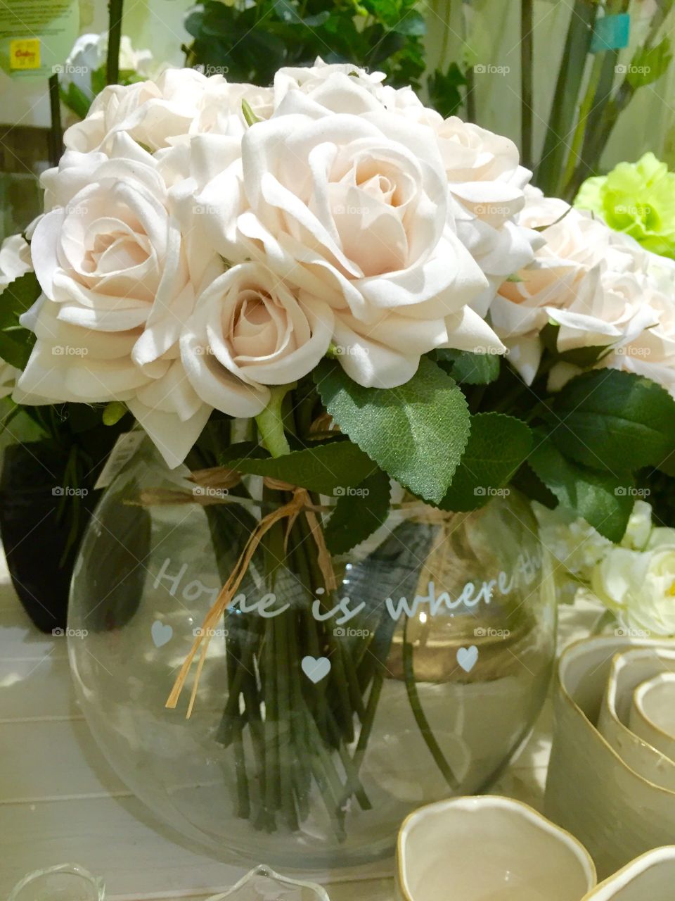 White roses in vase 