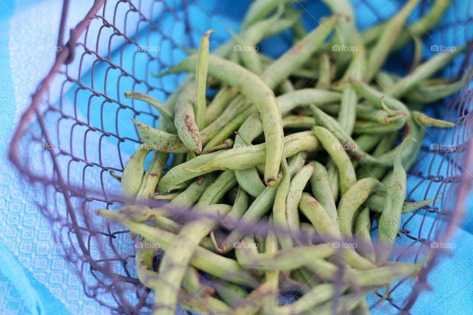 Beans in wire basket