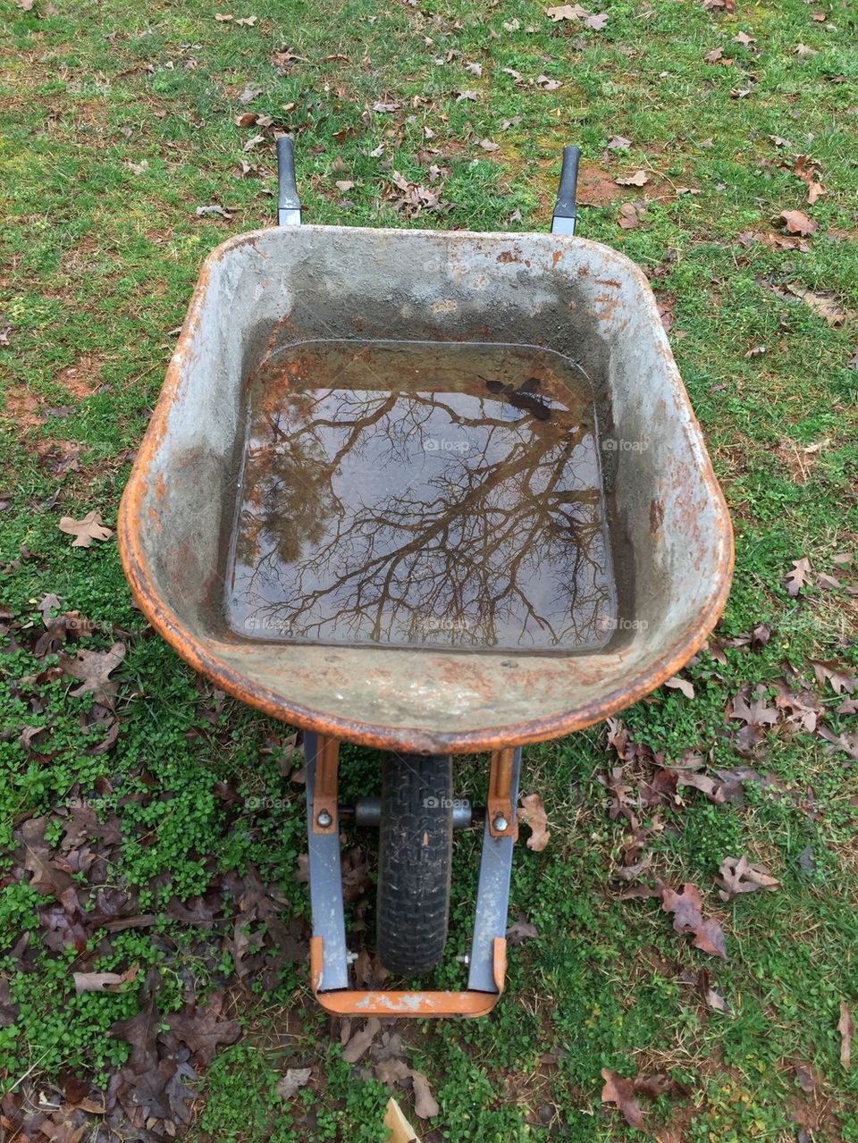 High angle view of wheelbarrow